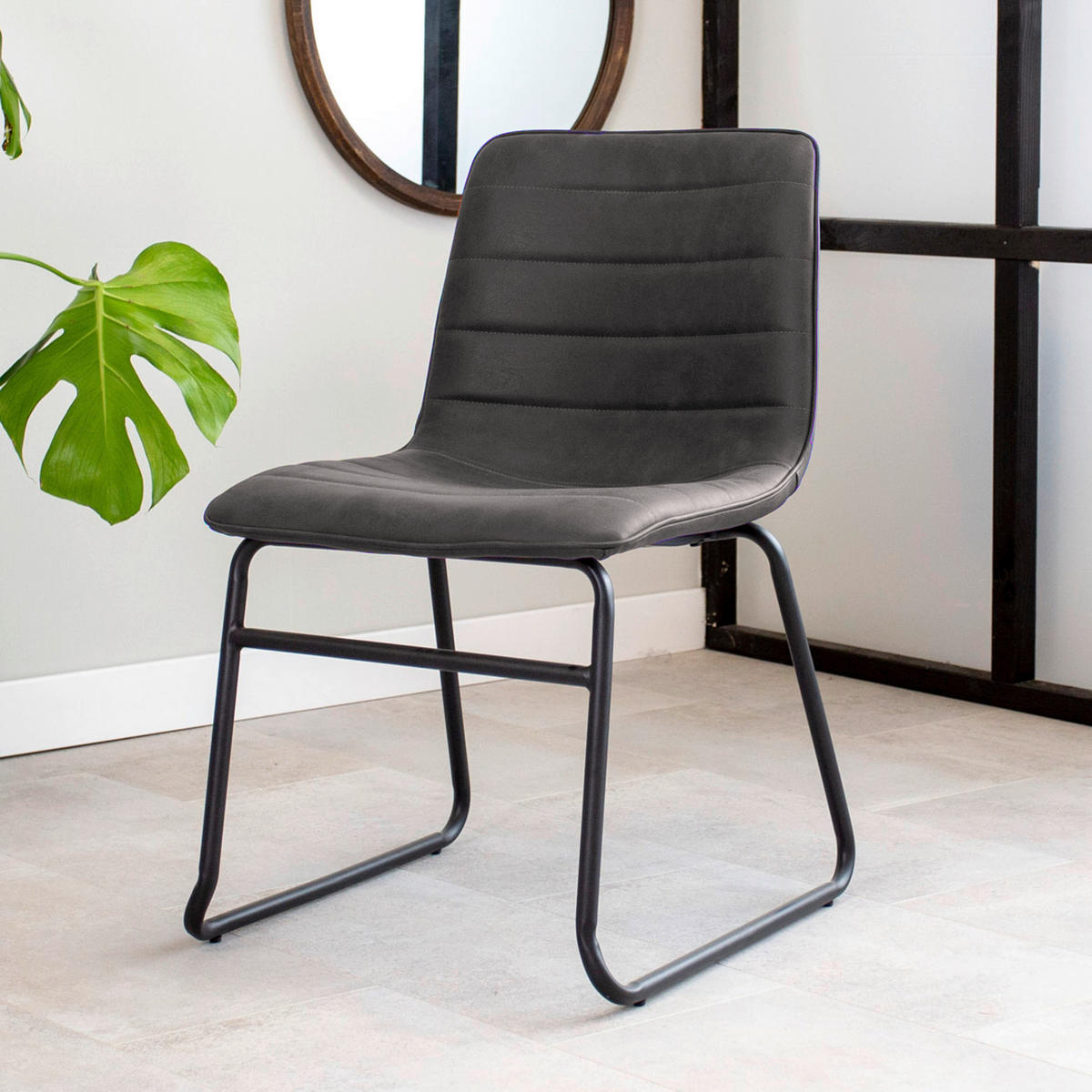 STUHL - Anthrazit/Schwarz, KONVENTIONELL, Kunststoff/Textil (48/77/56cm) - MID.YOU