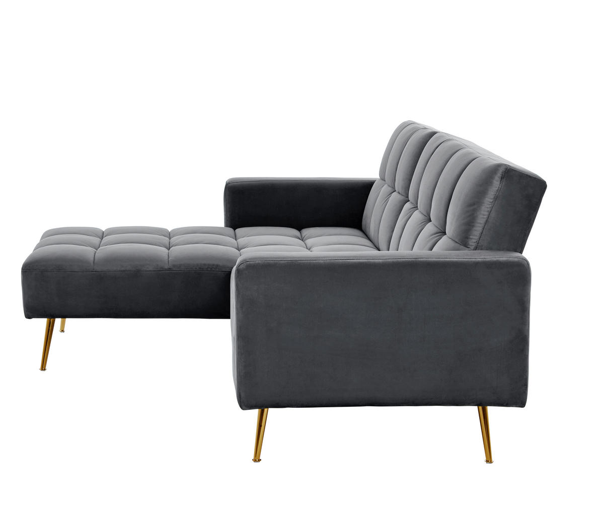 ECKSCHLAFSOFA CHILLAX POSH CORNER EU Grau, Platinfarben Samt  - Platinfarben/Goldfarben, MODERN, Holz/Textil (244/150cm) - Livetastic