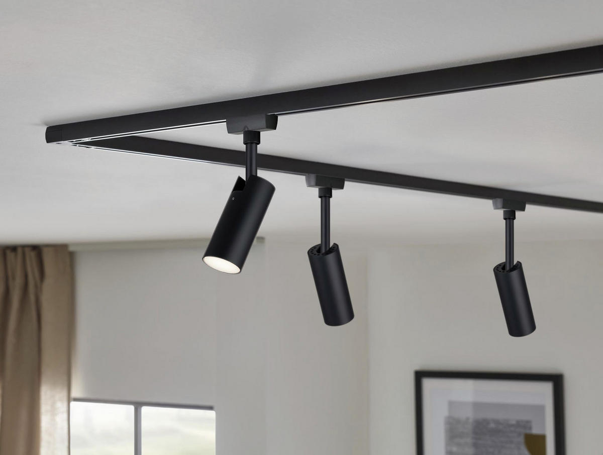 SCHIENENSYSTEM-STRAHLER Urail 4,2/18,6/10,5 cm   - Schwarz, Design, Kunststoff/Metall (4,2/18,6/10,5cm) - Paulmann