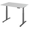 SCHREIBTISCH 120/80/64,5-129,5 cm Graphitfarben, Grau höhenverstellbar  - Graphitfarben/Grau, KONVENTIONELL, Holzwerkstoff/Metall (120/80/64,5-129,5cm) - Venda