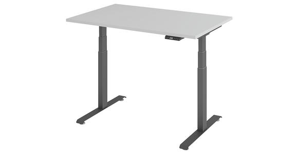 SCHREIBTISCH 120/80/64,5-129,5 cm Graphitfarben, Grau höhenverstellbar  - Graphitfarben/Grau, KONVENTIONELL, Holzwerkstoff/Metall (120/80/64,5-129,5cm) - Venda