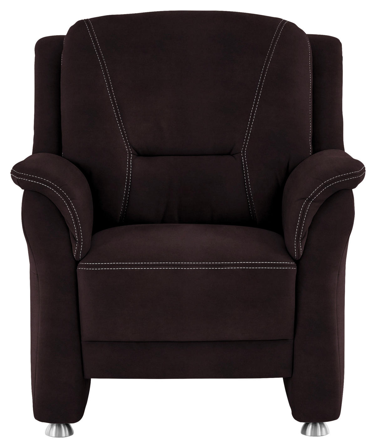 SESSEL in Mikrofaser Dunkelbraun  - Dunkelbraun/Beige, KONVENTIONELL, Textil/Metall (90/100/92cm) - Beldomo Comfort