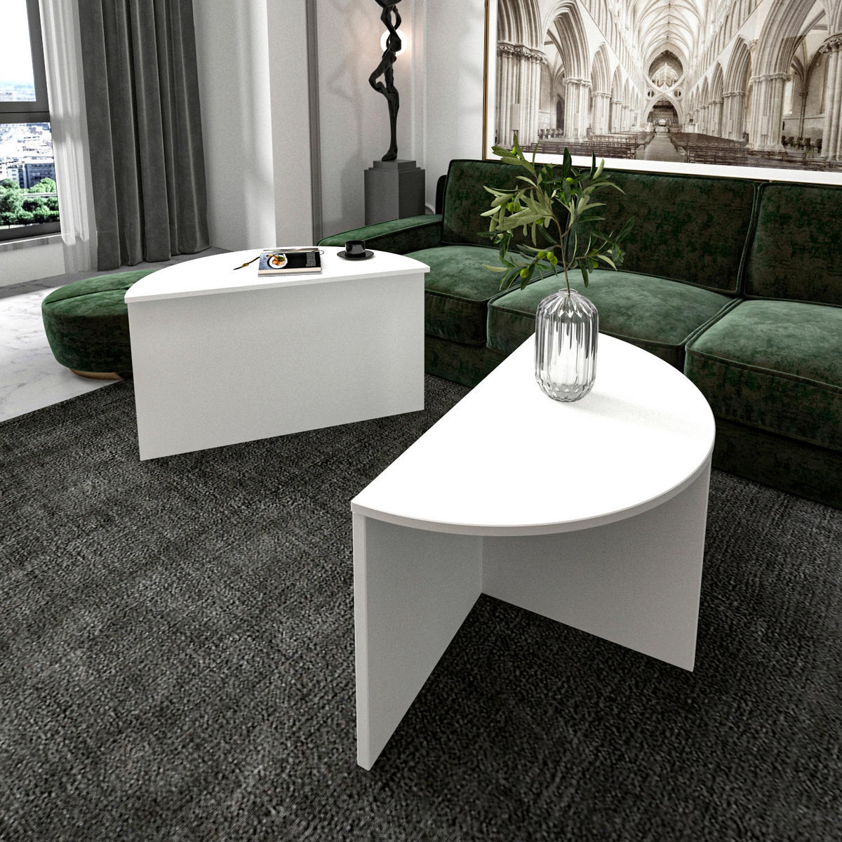 COUCHTISCHSET Dolunay Couchtisch Weiß  - Weiß, Design, Holzwerkstoff - Livetastic