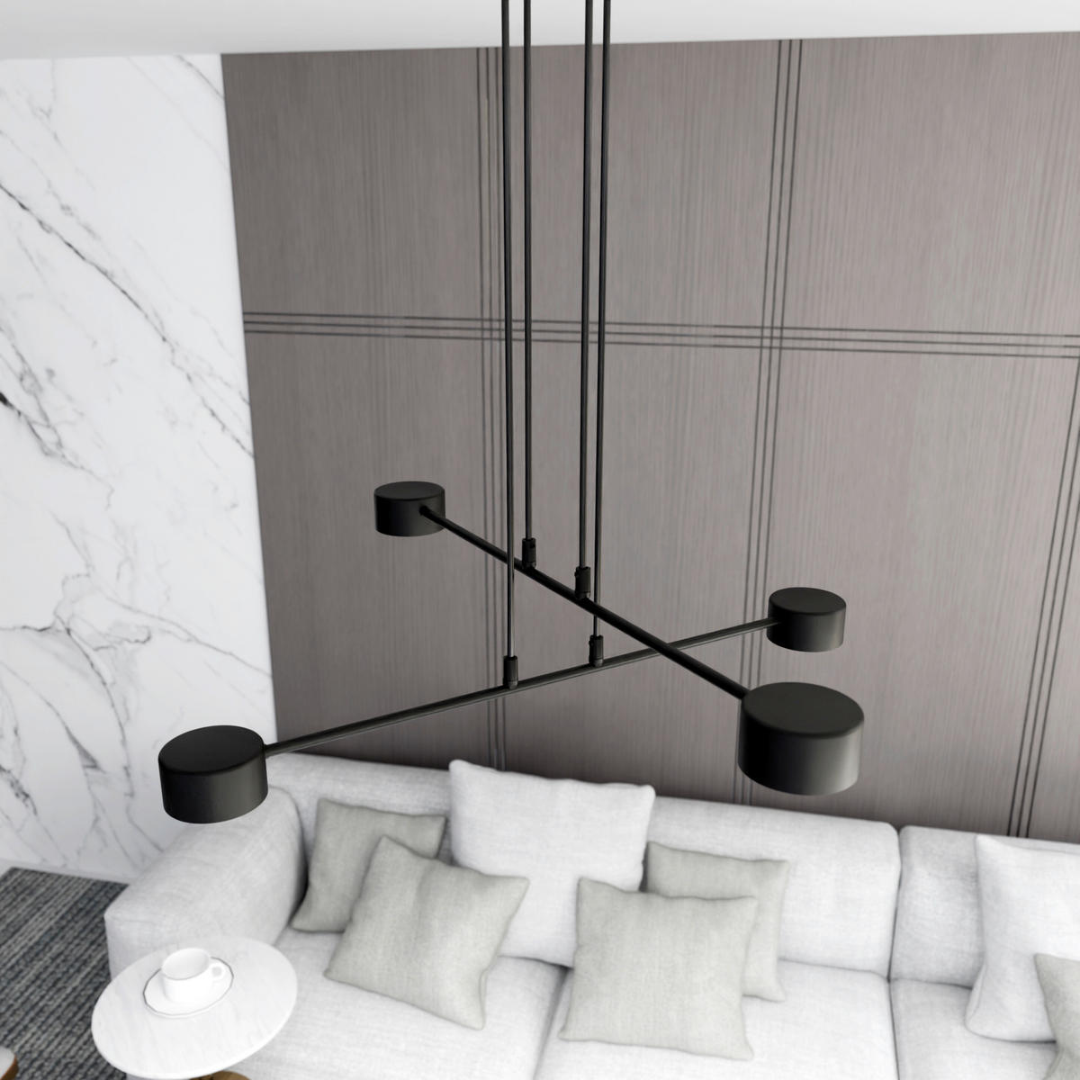 HÄNGELEUCHTE  70/70/100 cm    - Schwarz, Design, Metall (70/70/100cm)