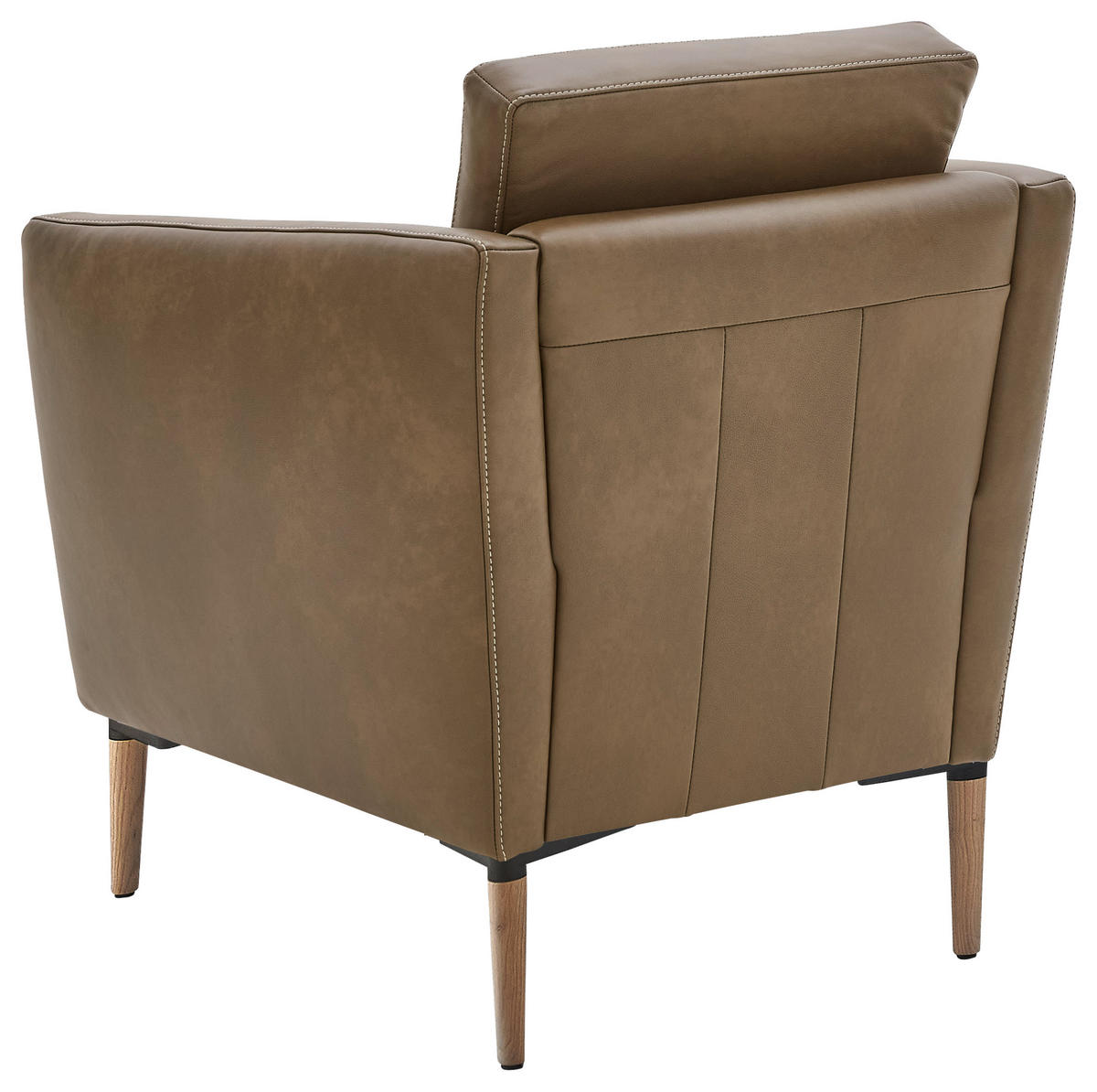 SESSEL in Echtleder Olivgrün  - Eichefarben/Beige, Natur, Leder/Holz (75/84/76cm) - Valnatura