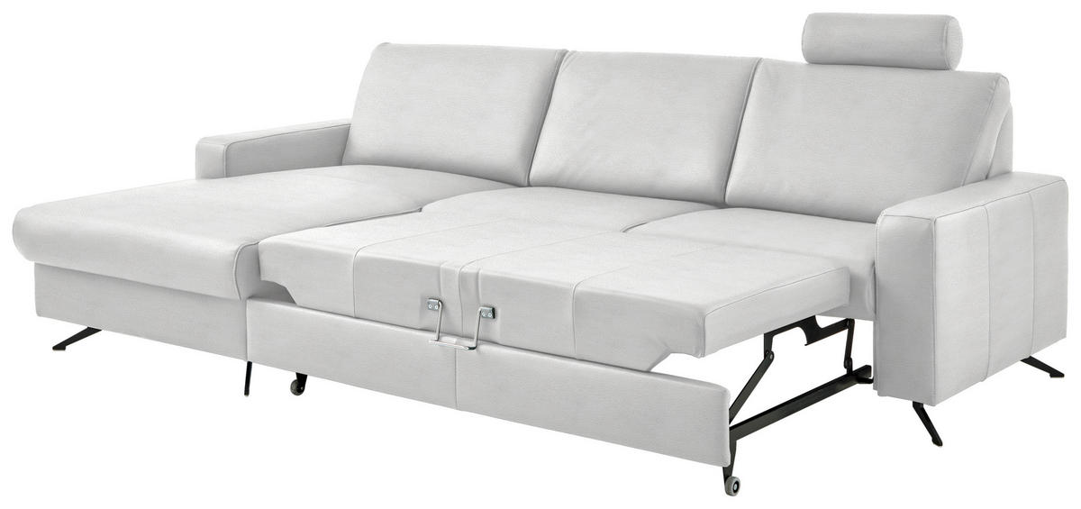ECKSOFA in Echtleder Weiss  - Weiss/Schwarz, Design, Leder/Metall (165/267cm) - Beldomo Premium