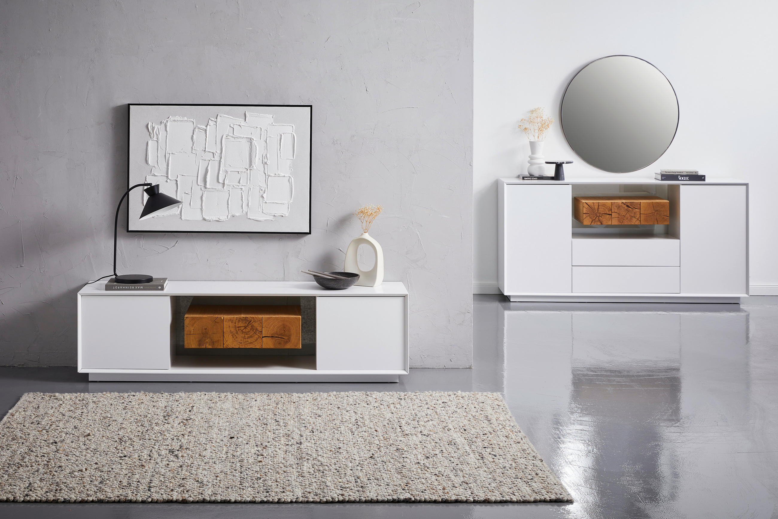 Sideboard Hasti  in 170/85/40 cm  - Eichefarben/Weiß, Design, Holz/Holzwerkstoff (170/85/40cm) - MID.YOU