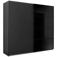SCHWEBETÜRENSCHRANK in Graphitfarben, Schwarz  - Graphitfarben/Schwarz, Design, Glas/Holzwerkstoff (225/210/65cm) - Carryhome