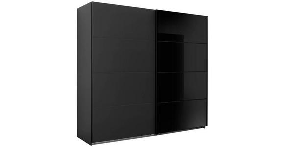 SCHWEBETÜRENSCHRANK in Graphitfarben, Schwarz - Graphitfarben/Schwarz, Design, Glas/Holzwerkstoff (225/210/65cm) - Carryhome