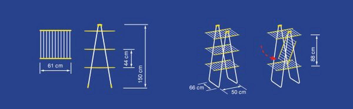 USCĂTOR DE RUFE VERTICAL - albastru/alb, Basics (155/66/61cm) - Leifheit