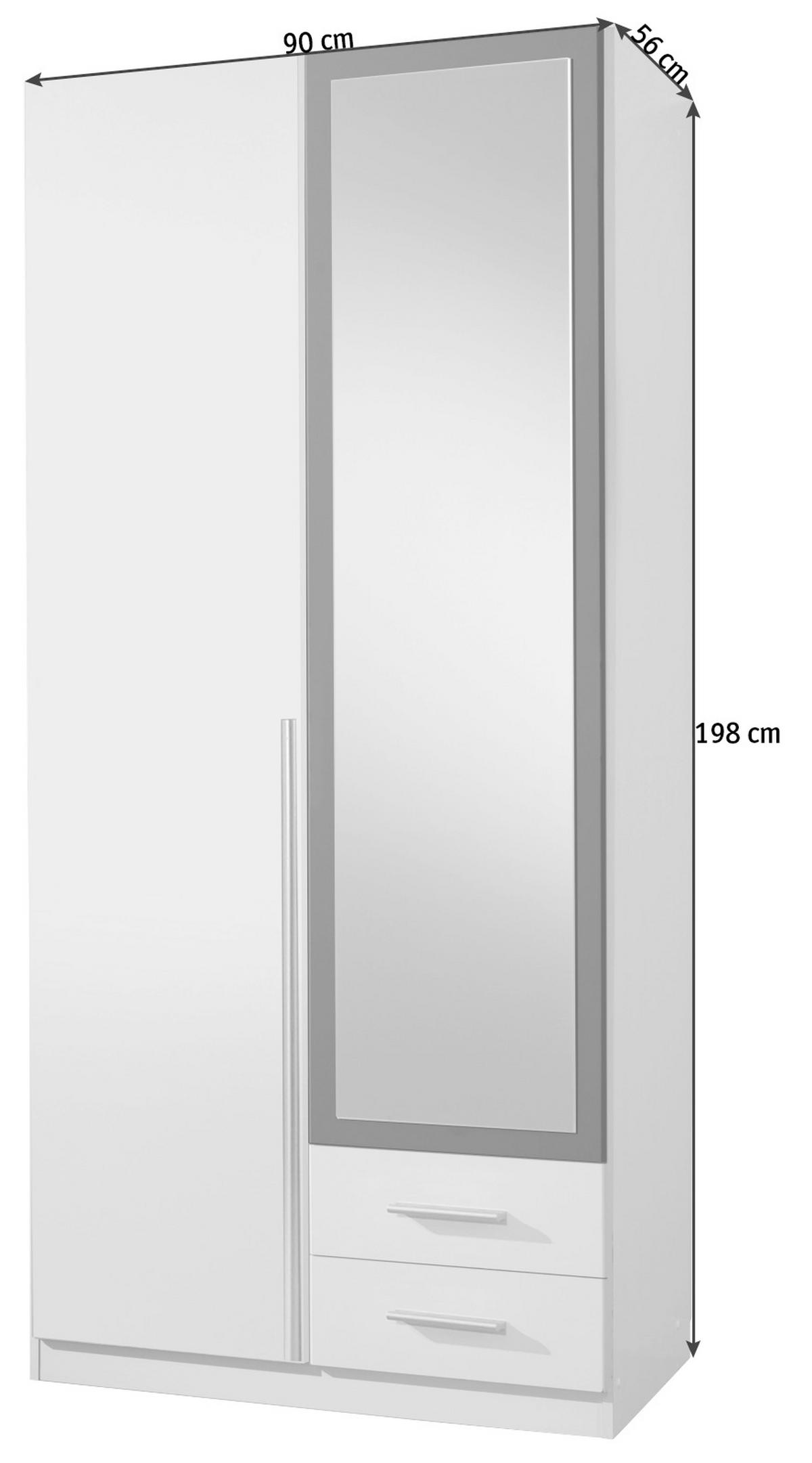 OMARA S KLASIČNIMI VRATI, barve grafita, bela  - bela/barve aluminija, Design, umetna masa/leseni material (90/198/56cm) - Carryhome