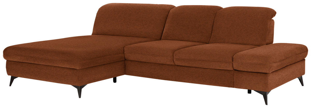 ECKSOFA  in Chenille Rostfarben  198/288 cm  - Rostfarben/Schwarz, Design, Textil/Metall (198/288cm) - Beldomo Style