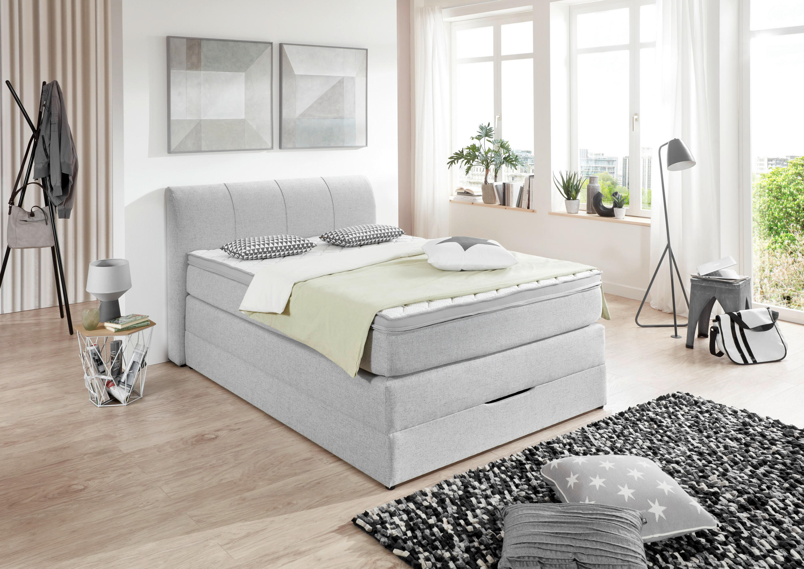 BOXSPRINGBETT 140/200 cm  in Silberfarben  - Silberfarben, KONVENTIONELL, Textil (140/200cm) - Carryhome