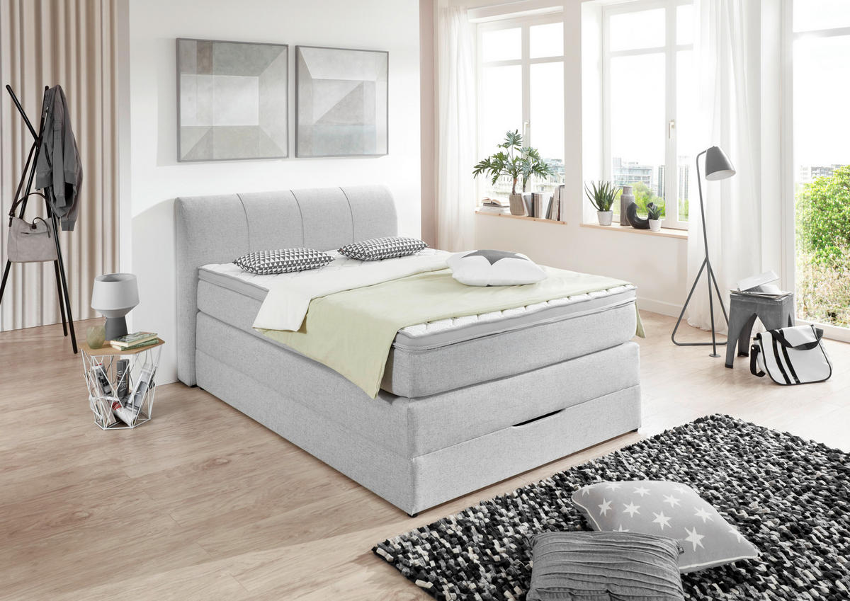 BOXSPRINGBETT 120/200 cm  in Silberfarben  - Silberfarben, Konventionell, Textil (120/200cm) - Carryhome