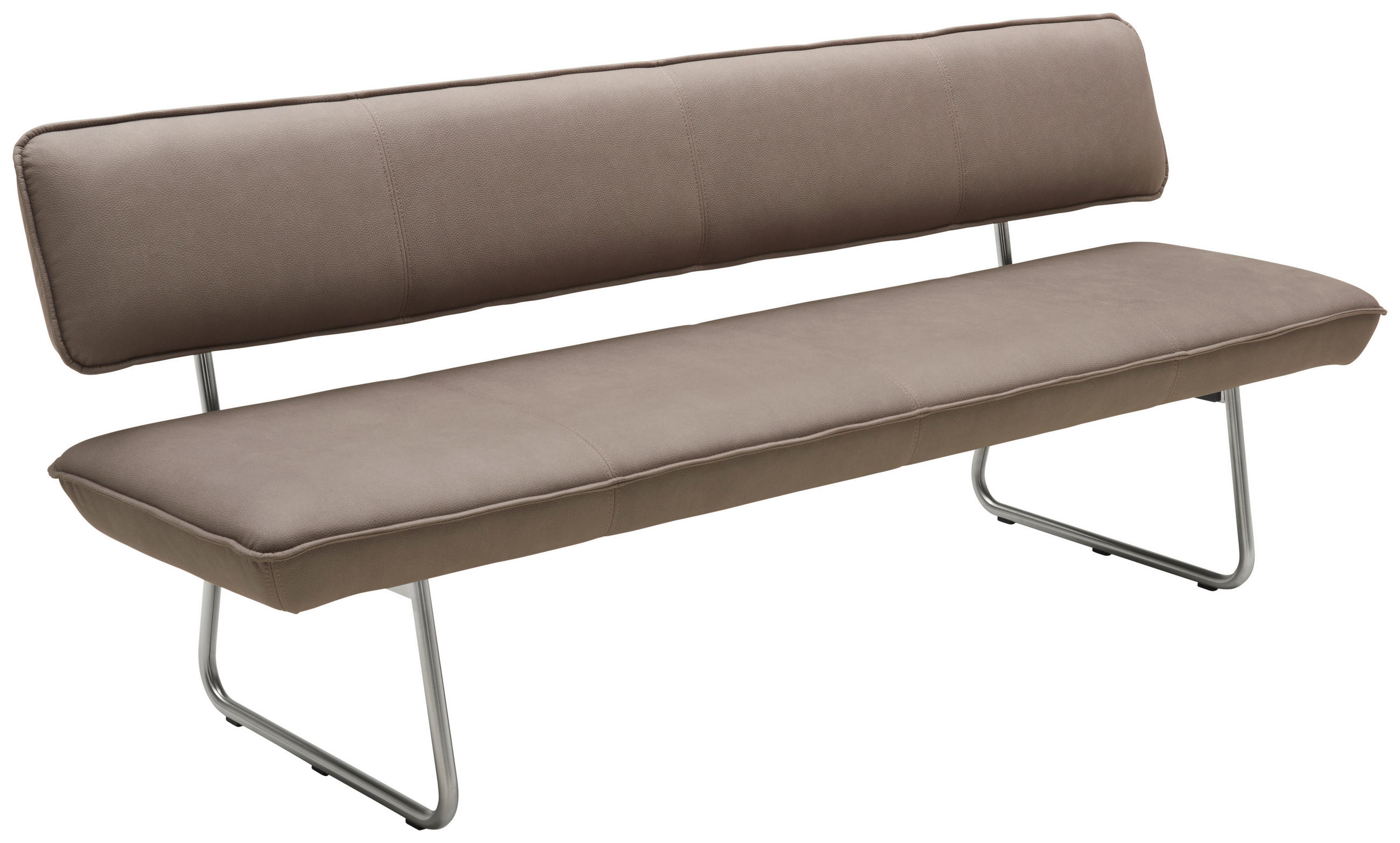 SITZBANK in Metall, Textil Braun, Edelstahlfarben  - Edelstahlfarben/Braun, Design, Textil/Metall (200/87/67cm) - Venjakob