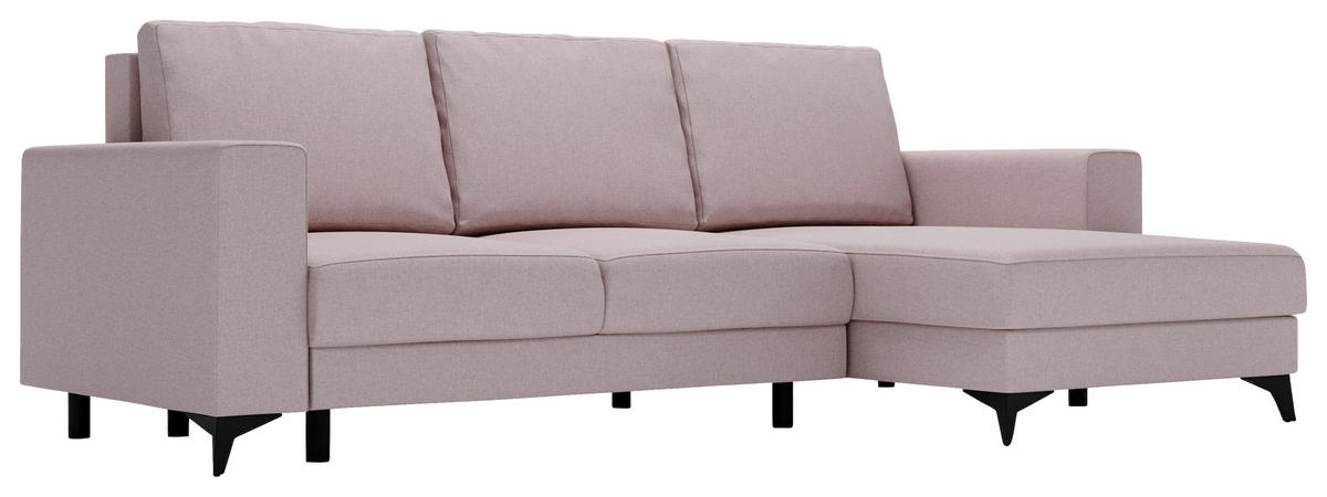 ECKSOFA in Flachgewebe Rosa  - Schwarz/Rosa, Design, Textil/Metall (244/156cm) - Livetastic