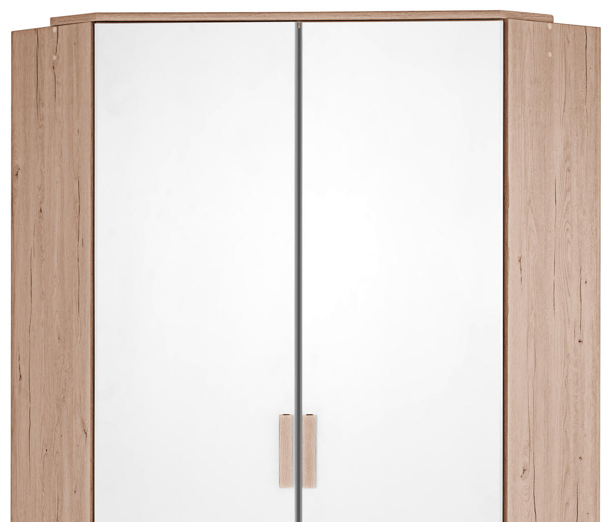 ECKKLEIDERSCHRANK  - Weiss/Eichefarben, Design, Holzwerkstoff/Kunststoff (95/198cm) - MID.YOU