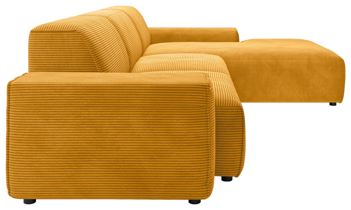 ECKSOFA 9125 Goldfarben, Gelb Cord  - Gelb/Goldfarben, Design, Kunststoff/Textil (300/189cm) - Pure Home Lifestyle