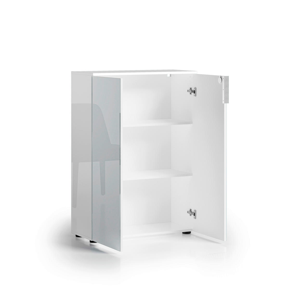 KOMMODE , 80/113/34 cm,  - Alufarben/Schwarz, Design, Glas/Holzwerkstoff (80/113/34cm) - Stylife