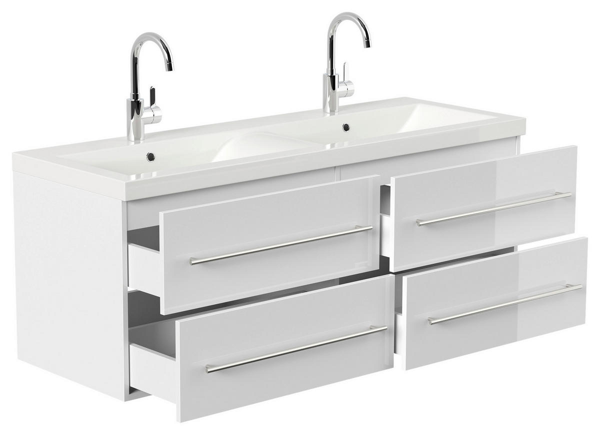 WASCHTISCHKOMBI 160 cm  - Weiß Hochglanz/Weiß, Basics, Holzwerkstoff/Stein (160cm) - MID.YOU