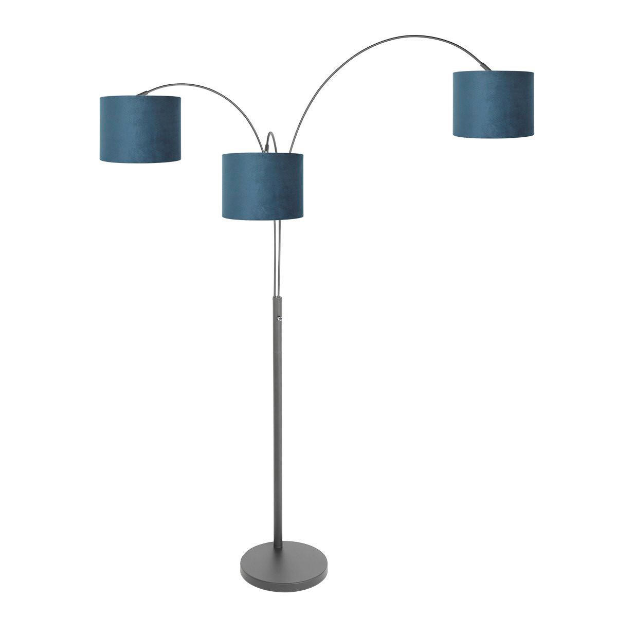 STEHLEUCHTE SPARKLED LIGHT 30/180/75 cm  - Blau/Schwarz, Trend, Leder/Metall (30/180/75cm)