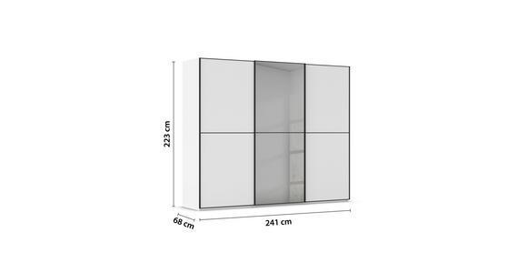 SCHWEBETÜRENSCHRANK  in Weiß  - Schwarz/Weiß, KONVENTIONELL, Glas/Holzwerkstoff (242/223/68cm) - Novel