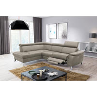 ECKSOFA Schlammfarben Echtleder Lederlook  - Chromfarben/Schlammfarben, Design, Leder/Textil (197/257cm) - Livetastic