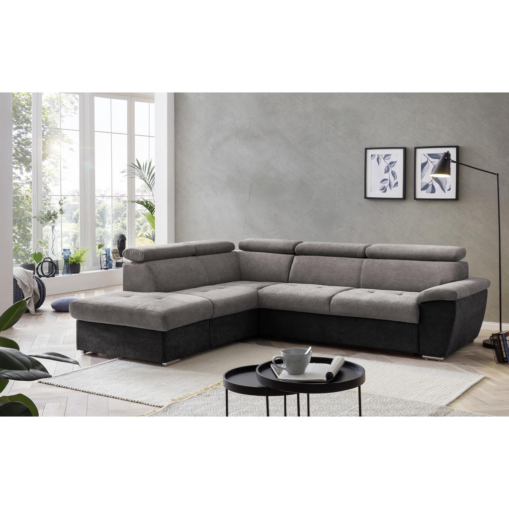 Thumbnail - Livetastic Ecksofa, Grau, Schwarz, Textil, 4-Sitzer, Ottomane links, L-Form, 262x216 cm, Made in EU, seitenverkehrt erhä...