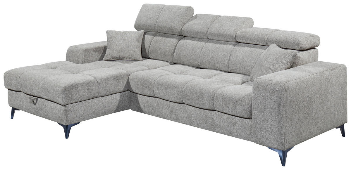 ECKSOFA Hellgrau Chenille  - Hellgrau/Schwarz, KONVENTIONELL, Kunststoff/Textil (172/268cm) - Carryhome