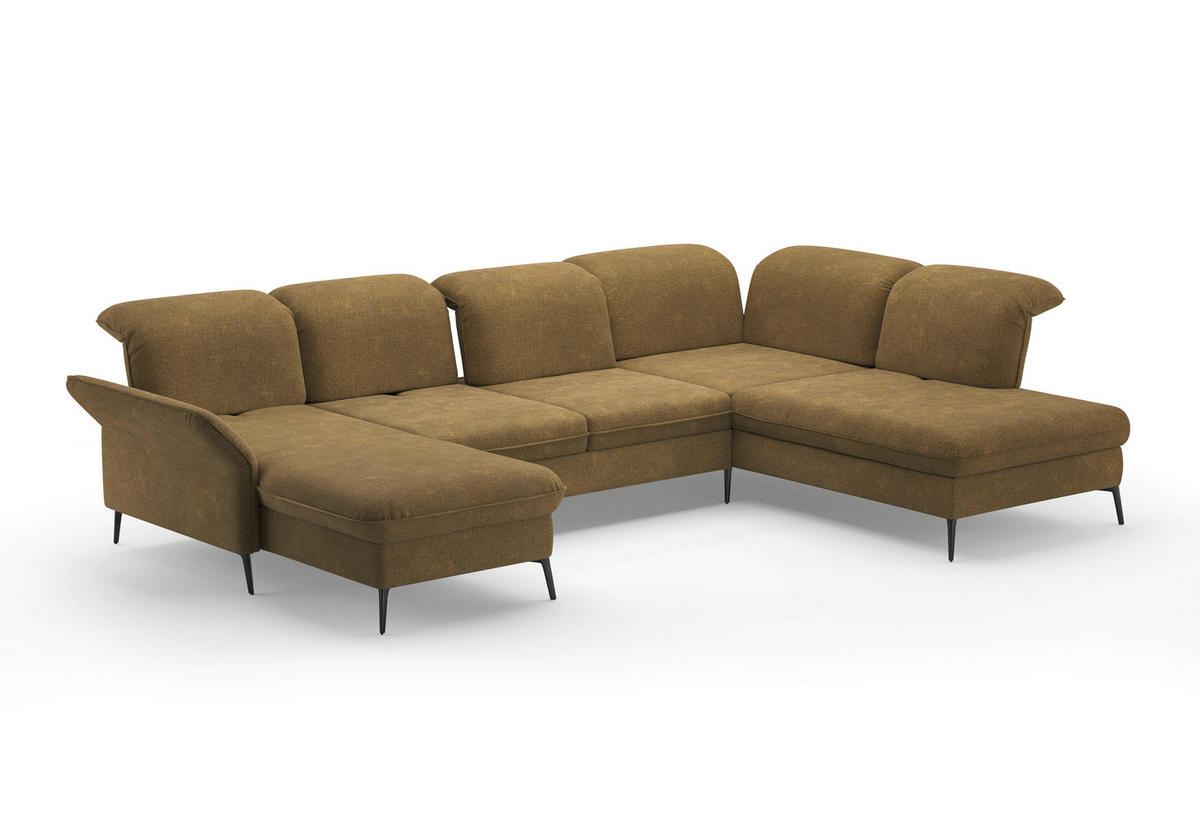 WOHNLANDSCHAFT in Flachgewebe Olivgrün  - Schwarz/Olivgrün, Konventionell, Textil/Metall (198/359/231cm) - Sit & More