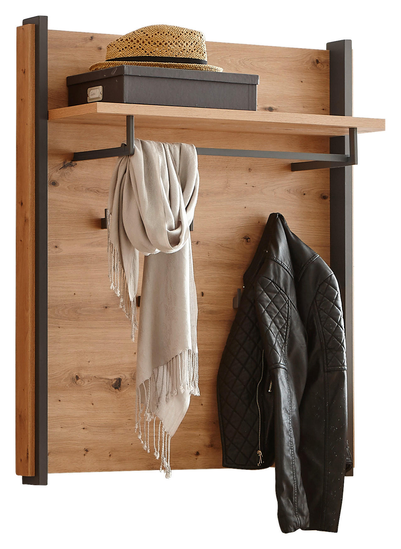 GARDEROBENPANEEL Grau, Eichefarben - Eichefarben/Grau, Trend, Kunststoff/Metall (87,1/99,8/30,6cm) - Hom`in