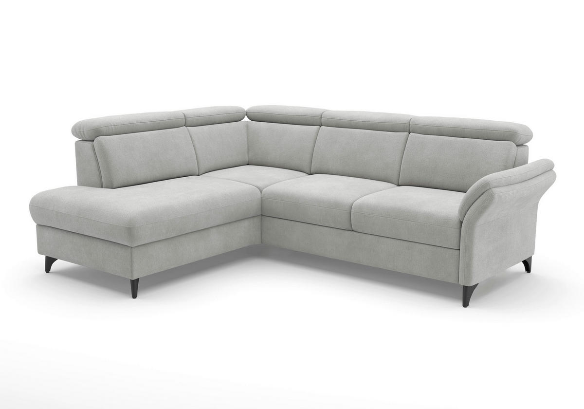 ECKSOFA Flachgewebe Silberfarben  - Silberfarben/Schwarz, Konventionell, Textil/Metall (193/247cm) - Sit & More