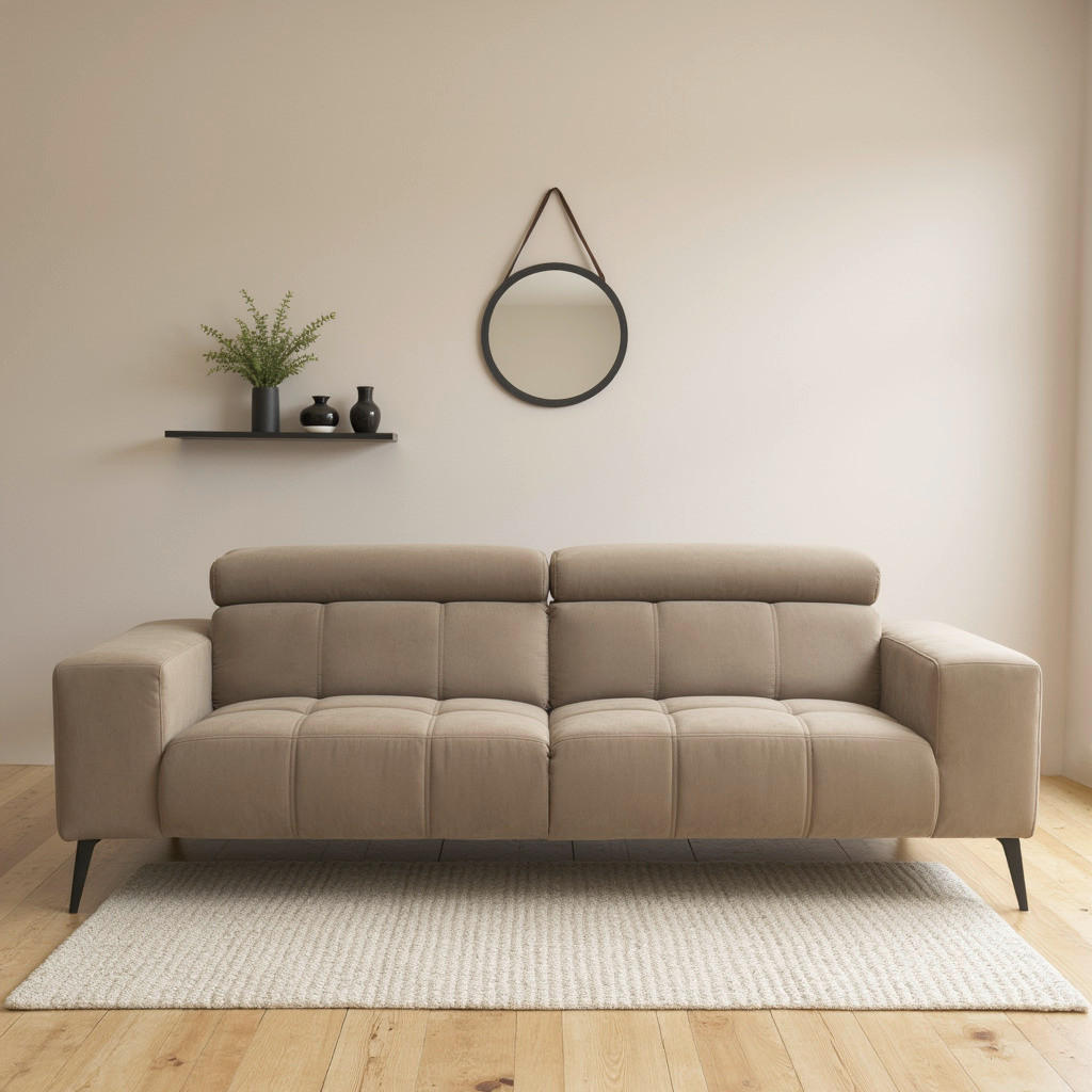 2-SITZER-SOFA TRENTO Mikrofaser Taupe  - Taupe/Dunkelgrau, MODERN, Textil/Metall (208/79/104cm) - MID.YOU