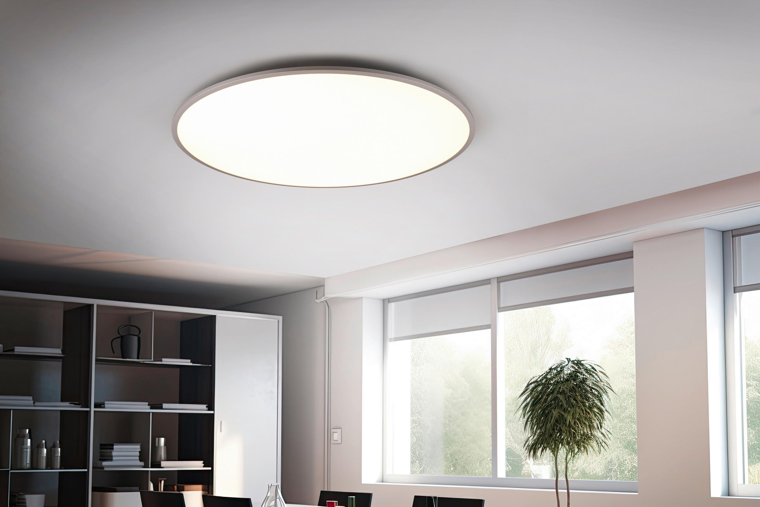 LED-DECKENLEUCHTE 100/5 cm   - Titanfarben, Basics, Metall (100/5cm) - Trio Leuchten