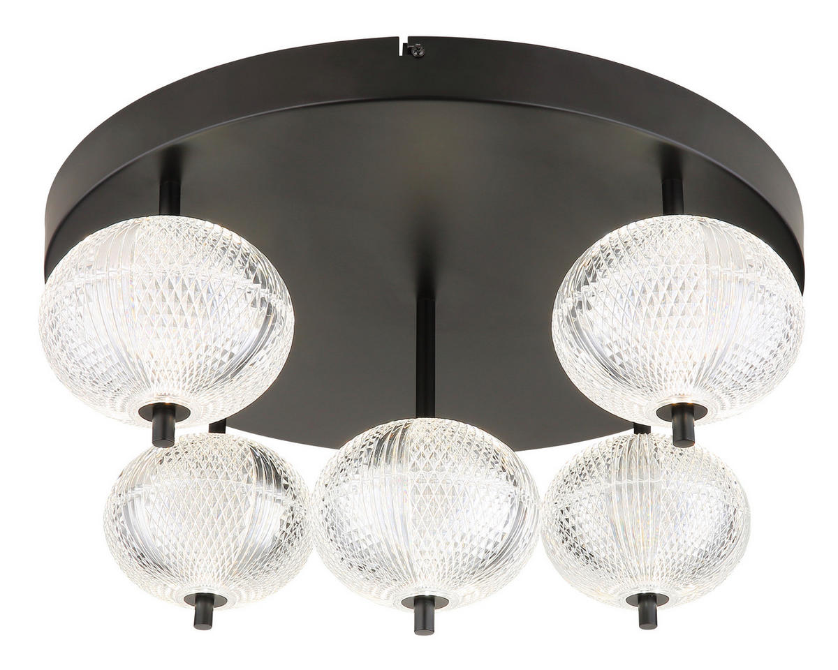 LED-TAKLAMPA 6 W 58/27 cm  - klar/svart, Klassisk, metall/plast (58/27cm) - Globo
