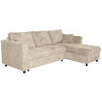 ECKSOFA Naturfarben Flachgewebe  - Schwarz/Naturfarben, KONVENTIONELL, Textil/Metall (252/162cm) - Carryhome