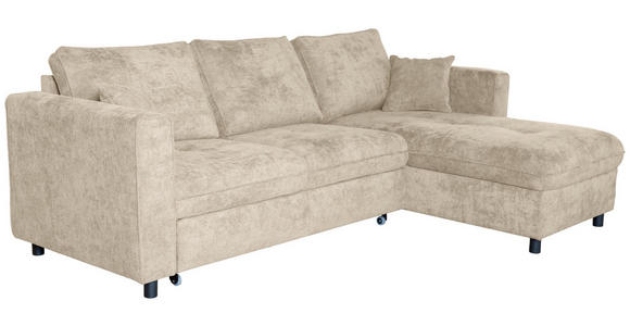 ECKSOFA Naturfarben Flachgewebe - Schwarz/Naturfarben, KONVENTIONELL, Textil/Metall (252/162cm) - Carryhome