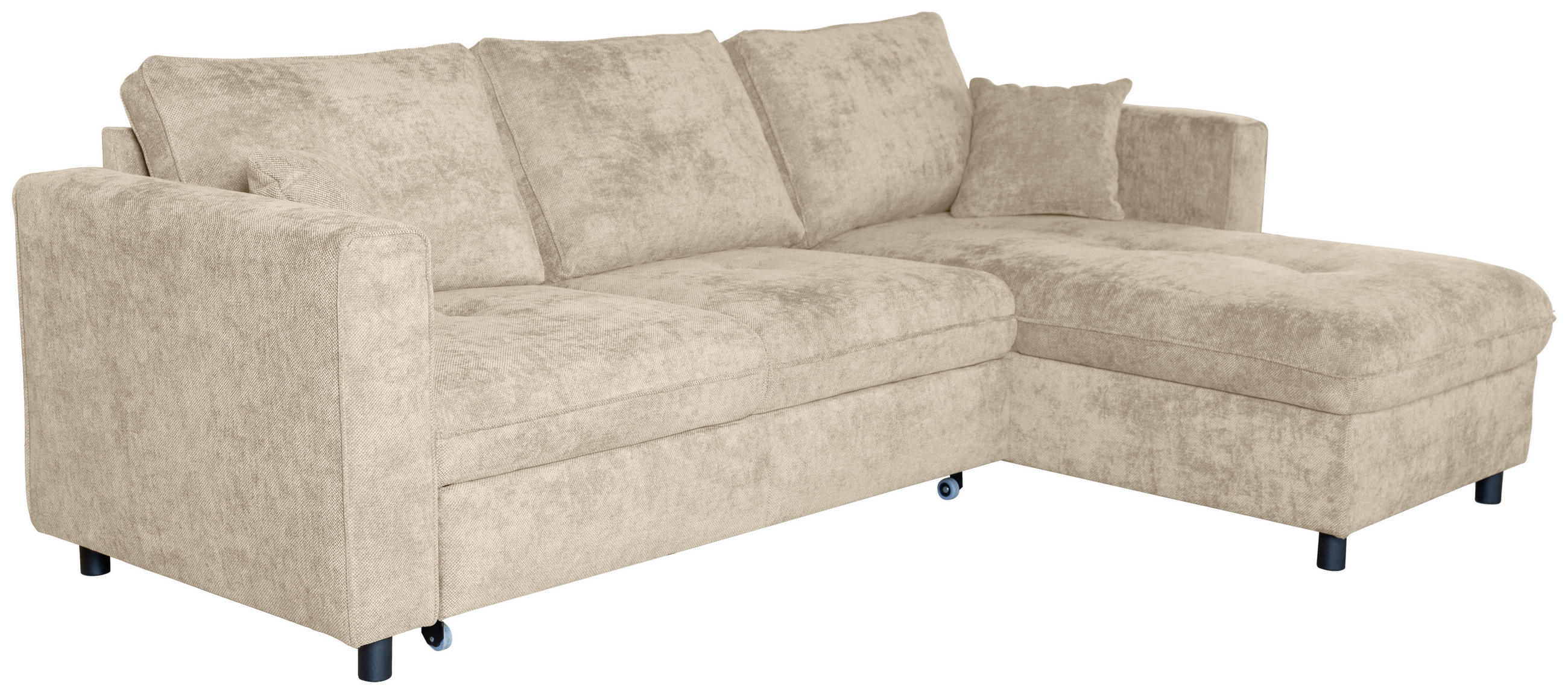 ECKSOFA in Flachgewebe Naturfarben  - Schwarz/Naturfarben, KONVENTIONELL, Textil/Metall (252/162cm) - Carryhome