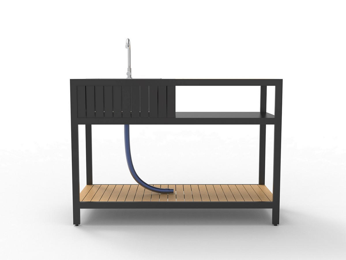 OUTDOORKÜCHE - Anthrazit/Teakfarben, MODERN, Kunststoff/Metall (127/95/50cm) - Ambia Garden