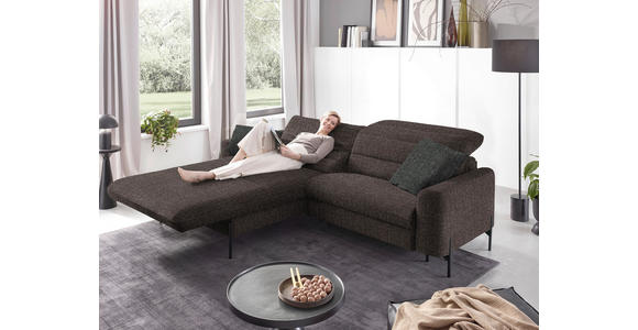 ECKSOFA in Flachgewebe Graubraun  - Graubraun/Schwarz, Design, Textil/Metall (191/252cm) - Dieter Knoll