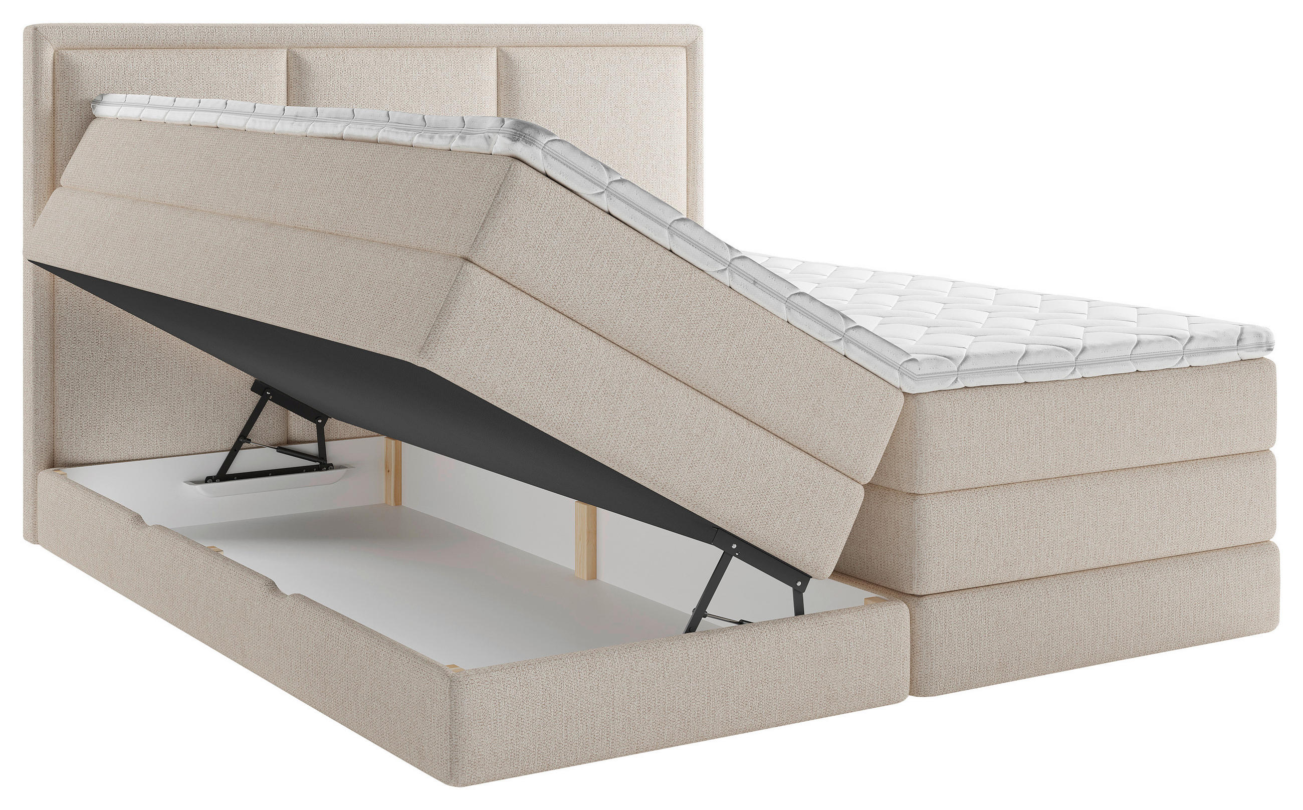 BOXSPRINGBETT 180/200 cm  in Naturfarben  - Naturfarben, Design, Kunststoff/Textil (180/200cm) - MID.YOU