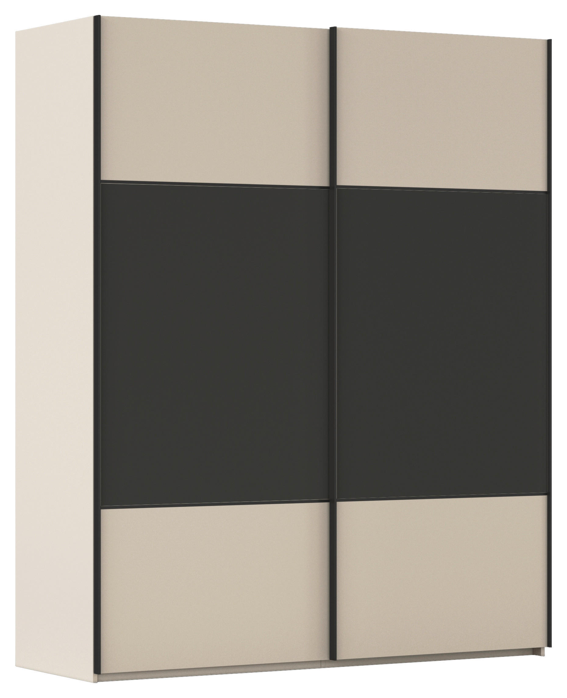 SCHWEBETÜRENSCHRANK 201/223/68 cm 2-türig Graphitfarben, Champagner  - Champagner/Schwarz, KONVENTIONELL, Holzwerkstoff/Metall (201/223/68cm) - Novel
