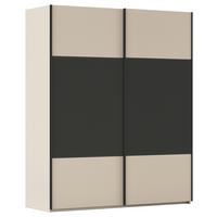 SCHWEBETÜRENSCHRANK 201/223/68 cm 2-türig Graphitfarben, Champagner  - Champagner/Schwarz, KONVENTIONELL, Holzwerkstoff/Metall (201/223/68cm) - Novel
