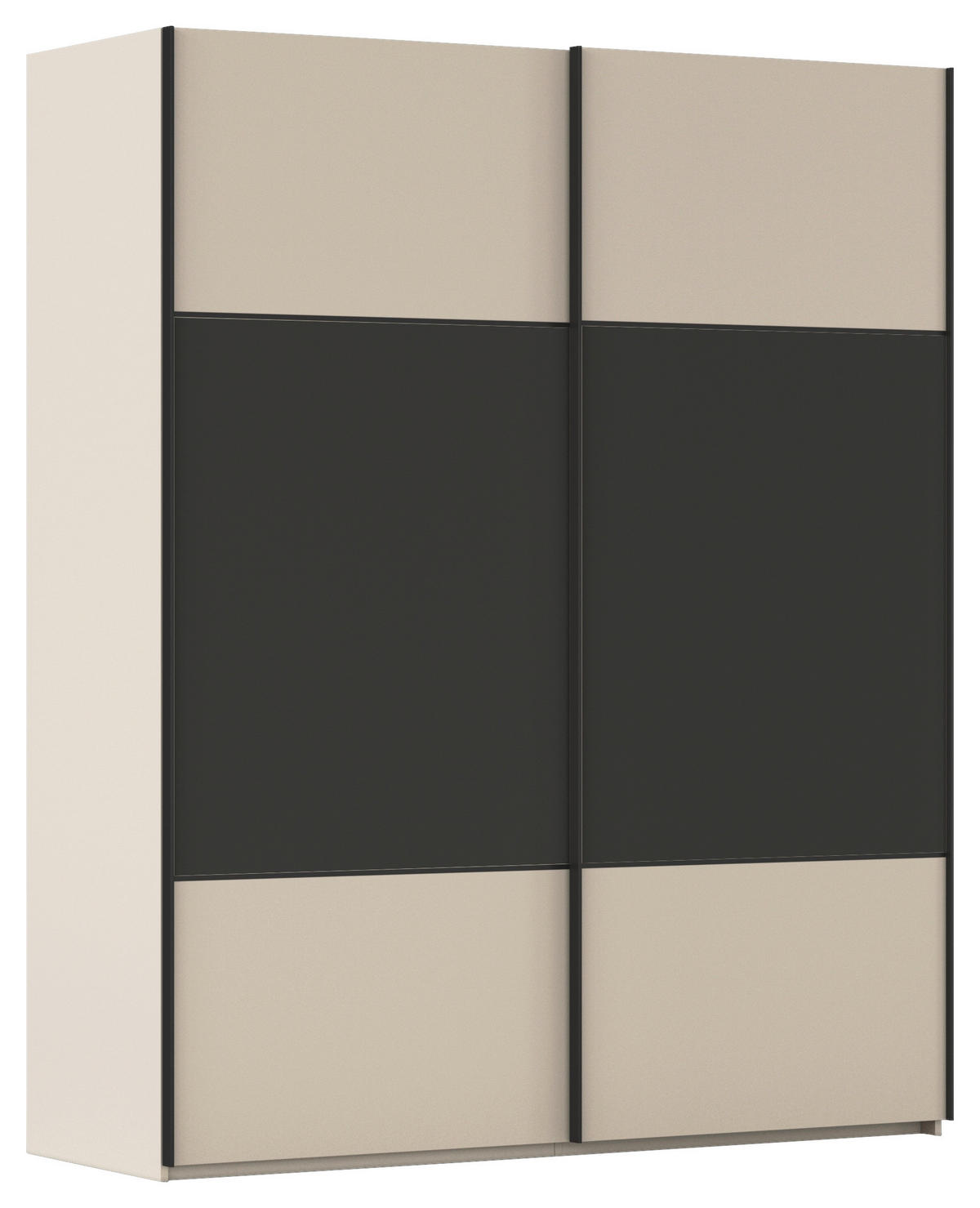 SCHWEBETÜRENSCHRANK 201/223/68 cm 2-türig Graphitfarben, Champagner  - Champagner/Schwarz, KONVENTIONELL, Holzwerkstoff/Metall (201/223/68cm) - Novel