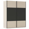 SCHWEBETÜRENSCHRANK 201/223/68 cm 2-türig Graphitfarben, Champagner  - Champagner/Schwarz, KONVENTIONELL, Holzwerkstoff/Metall (201/223/68cm) - Novel
