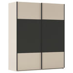 SCHWEBETÜRENSCHRANK 181/223/68 cm 2-türig Graphitfarben, Champagner  - Champagner/Schwarz, KONVENTIONELL, Holzwerkstoff/Metall (181/223/68cm) - Novel