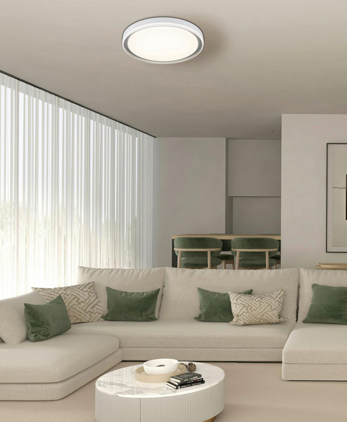 STROPNA LED-SVETILKA  JANICE ///230 V/ - srebrne barve/bela, Design, kovina/umetna masa (50/8cm) - Globo
