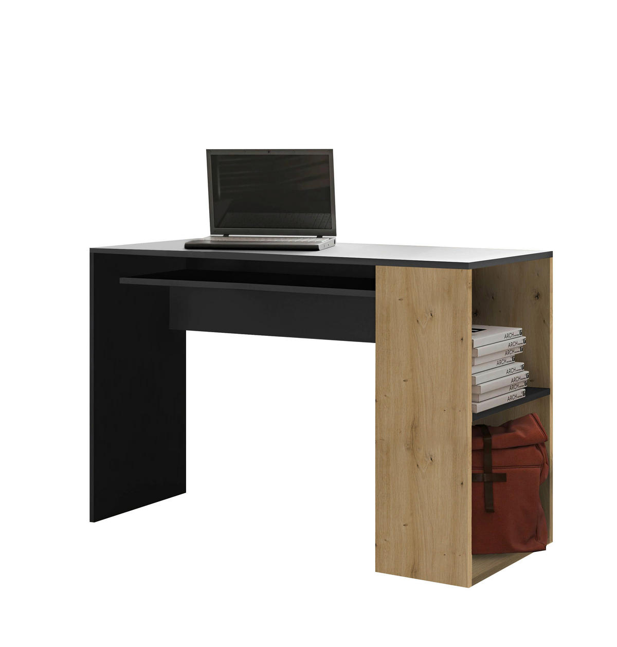 PÍSACÍ STÔL, grafitová, dub artisan, 113.9/75,5/50 cm - grafitová/dub artisan, Modern, kompozitné drevo (113.9/75,5/50cm)