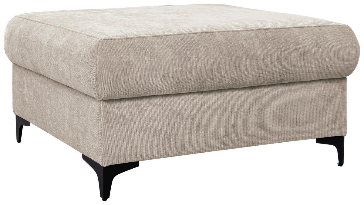 HOCKER Webstoff Beige  - Beige/Schwarz, KONVENTIONELL, Textil/Metall (101/49/66cm) - Stylife
