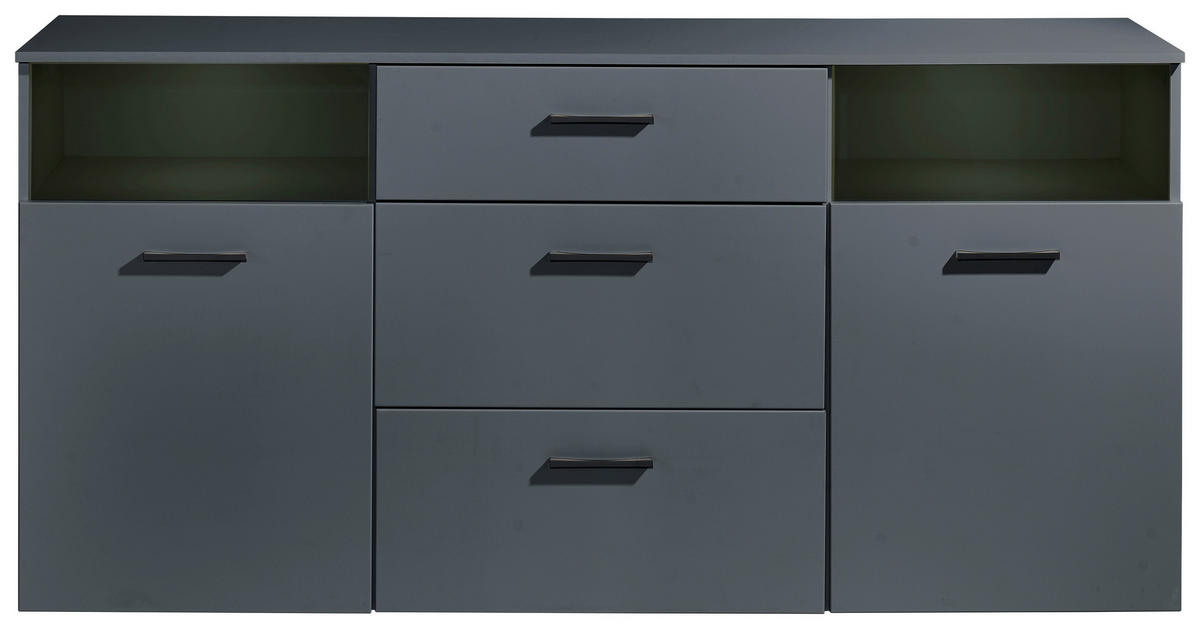 SIDEBOARD 180/86/38 cm  in Anthrazit  - Anthrazit/Schwarz, Design, Glas/Holzwerkstoff (180/86/38cm) - MID.YOU